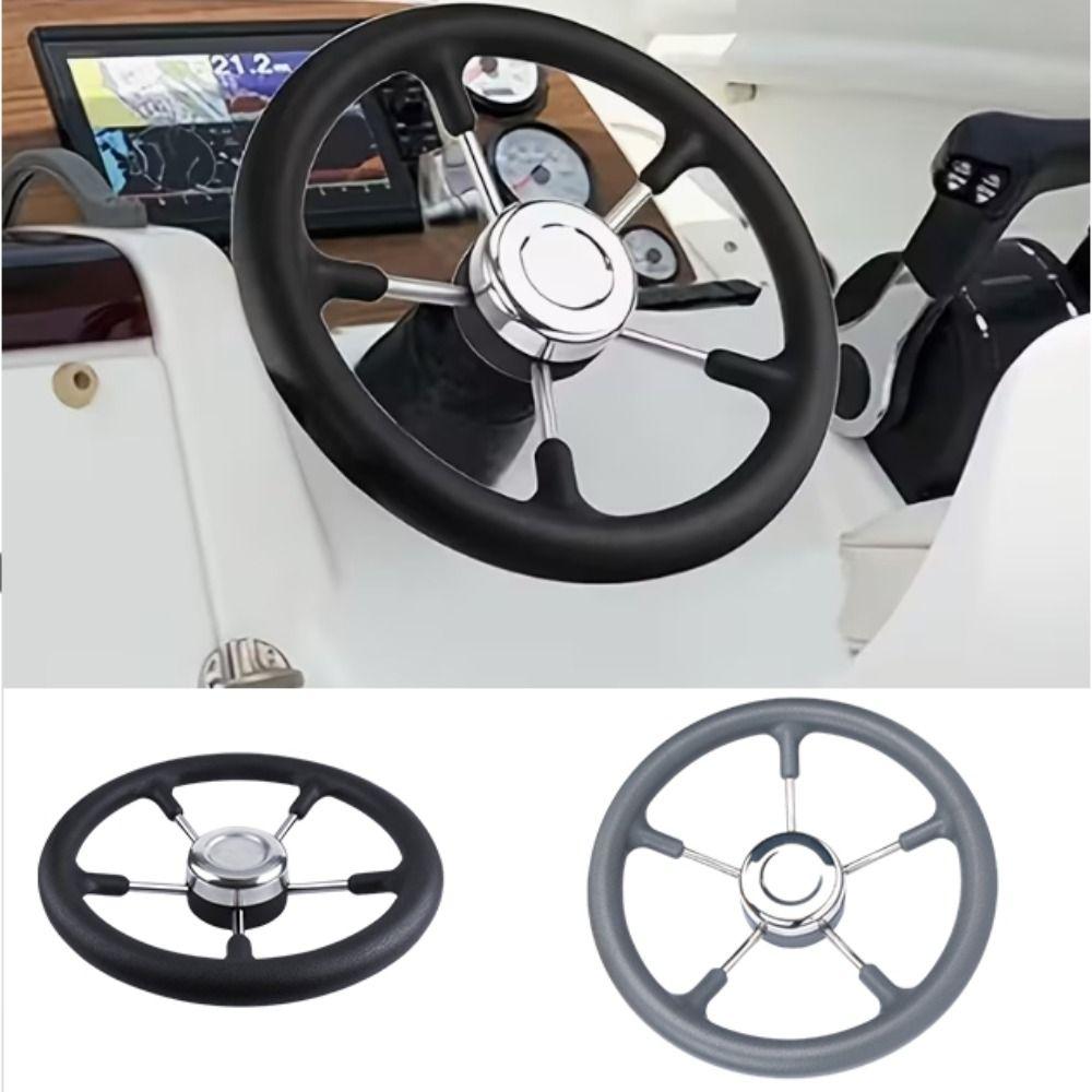 Black Foam Grip Marine Steering Wheel Stainless Steel Destroyer Steering Wheel  Pontoon Boat