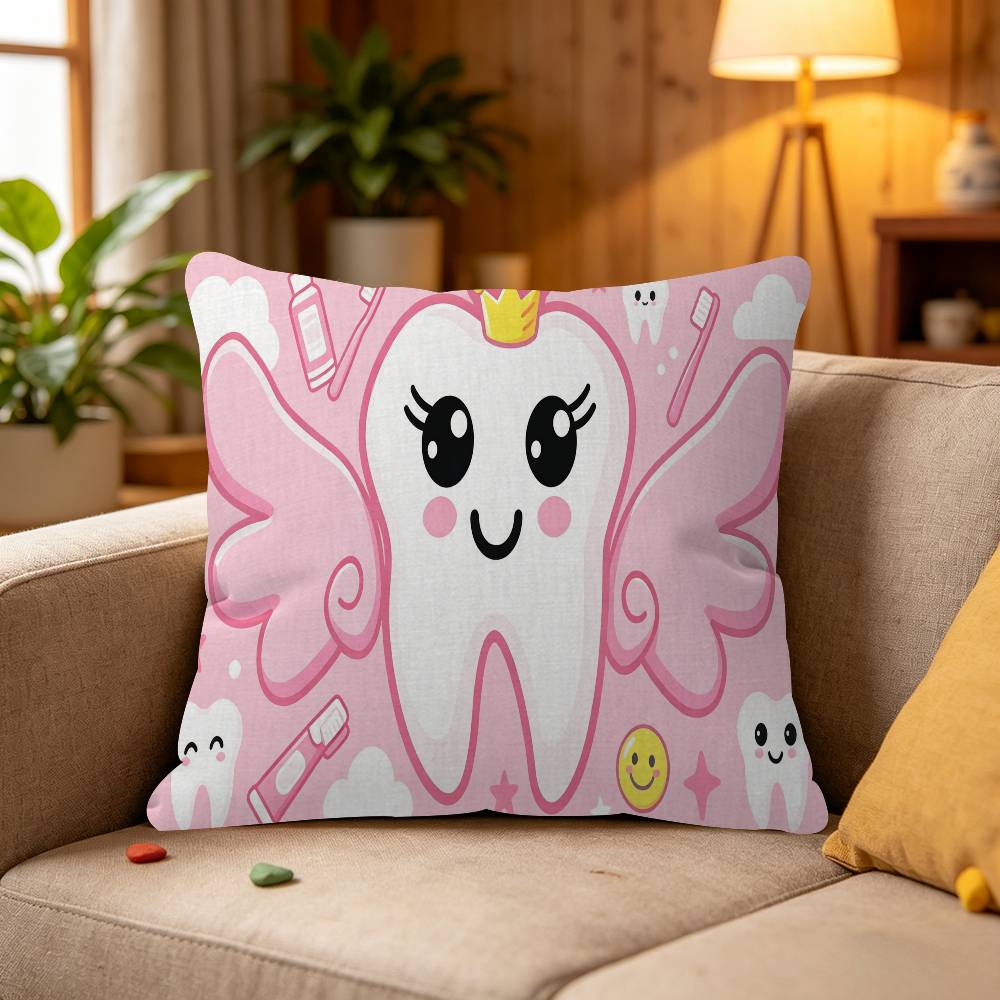 Baby Cartoon Pink Blue My First Tooth Pillow Cushion Cover Pillowcase Living Room Sofa Home Decor Customized
