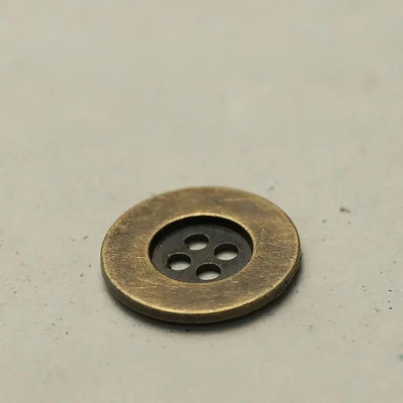 10pcs Distressed Metal Buttons 12/15/20mm Worn-out Old Metal Color 4-hole Buttons Clothing Sewing Accessories