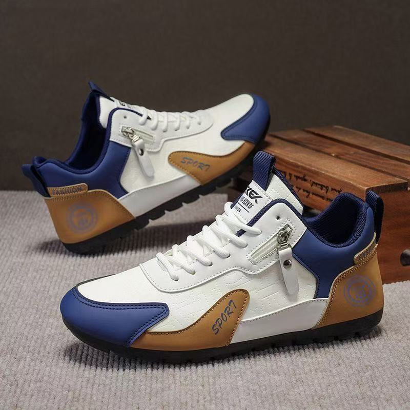 New Autumn and Winter Leather Surface Flat Bottom Comfortable Double Color Driving Casual Shoes Sports Shoes