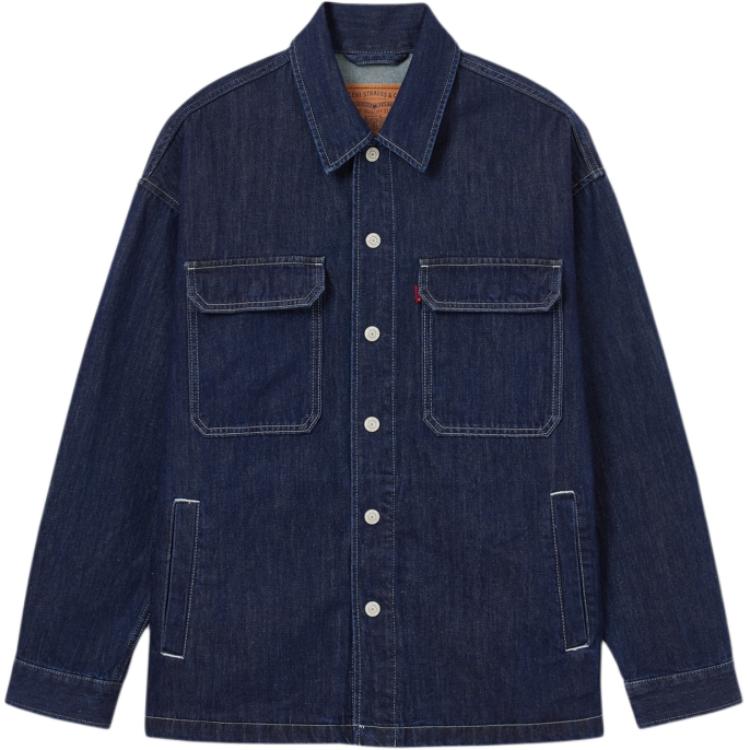 Levis Loose Casual Simple Lapel Single-Breasted Long Sleeve Denim Jacket Men Jackets Denim-Blue 003MP-0001