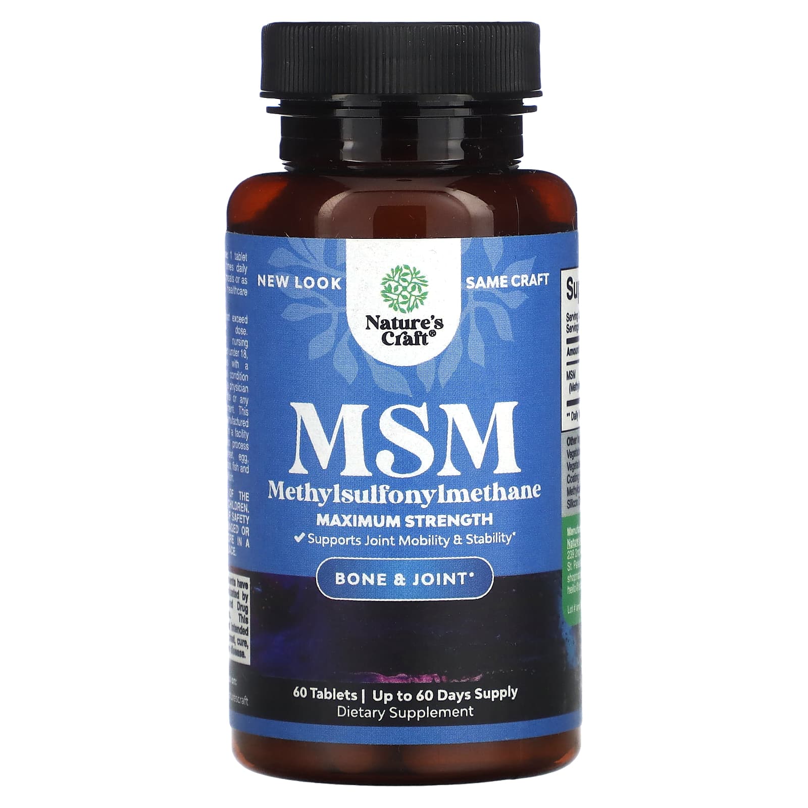 

Nature S Craft, Msm, Maximum Strength, 1,000Mg, 60 Tablets