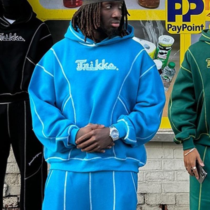 European and American Fashion Trendy Brand Letter Printing Loose Sweater Y2K Hip Hop Street Wear Men's and Women's Jumpers Top Set
