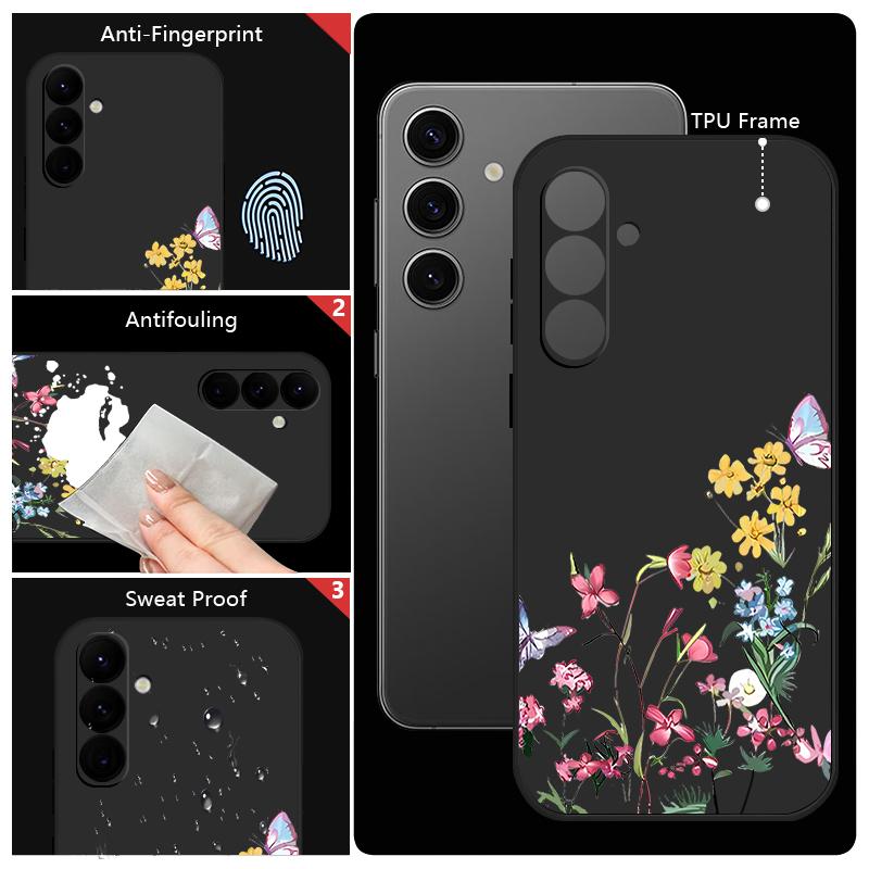 Soft TPU Case For Samsung Galaxy S24 S23 S25 FE S25 S22 Ultra A17 A56 A16 A55 A25 A15 A36 A35 A54 5G Small Flower Pattern Cover
