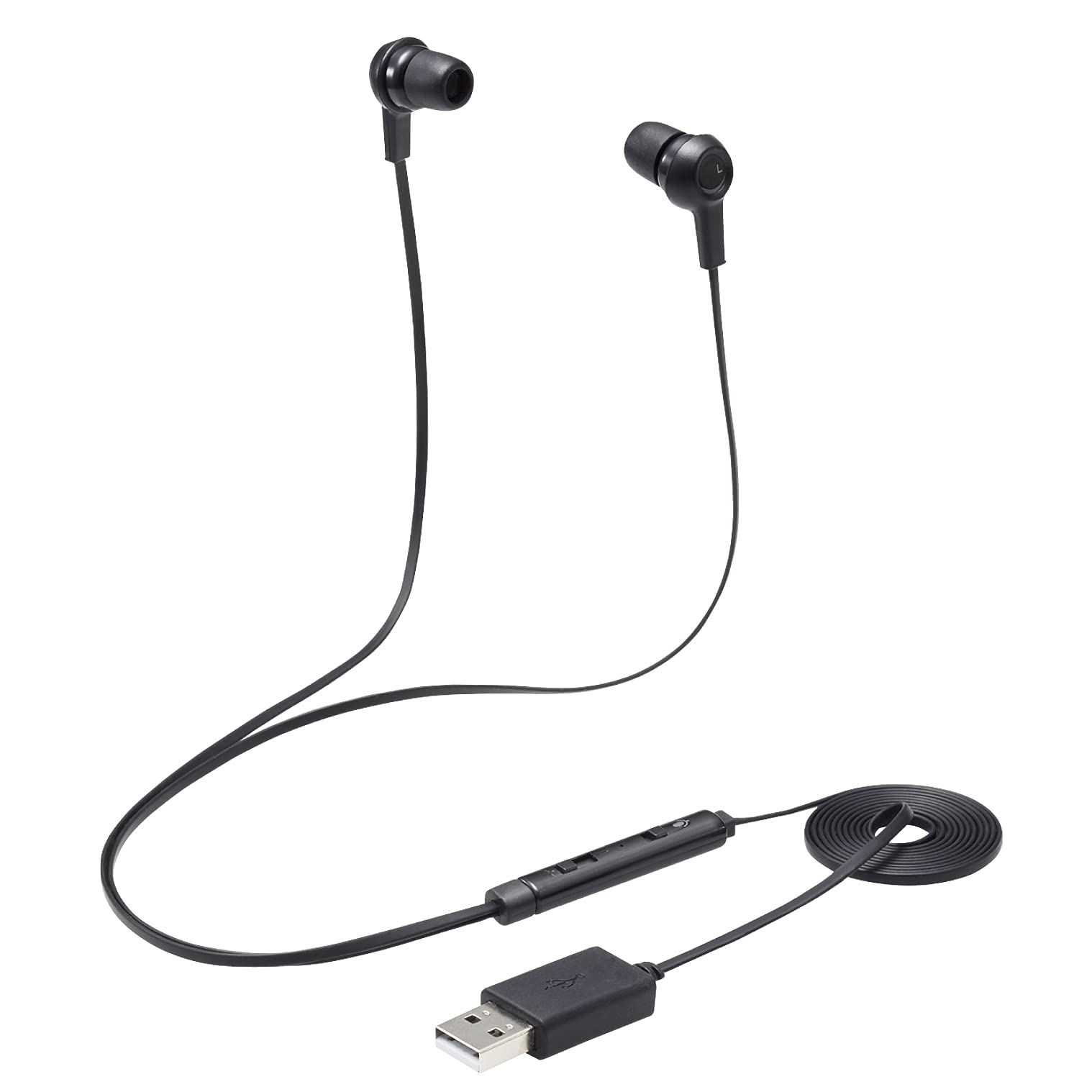 

ELECOM Headset Wired Earphone Microphone USB Connection Stereo Black HS-EP17UBK чорний