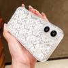Diamond Frame Clear Anti-Fall Phone Case For iPhone 16E 16 Pro 15 Pro Max 14 13 12 11 Floral Print Soft Silicone Shockproof Bumper Cover