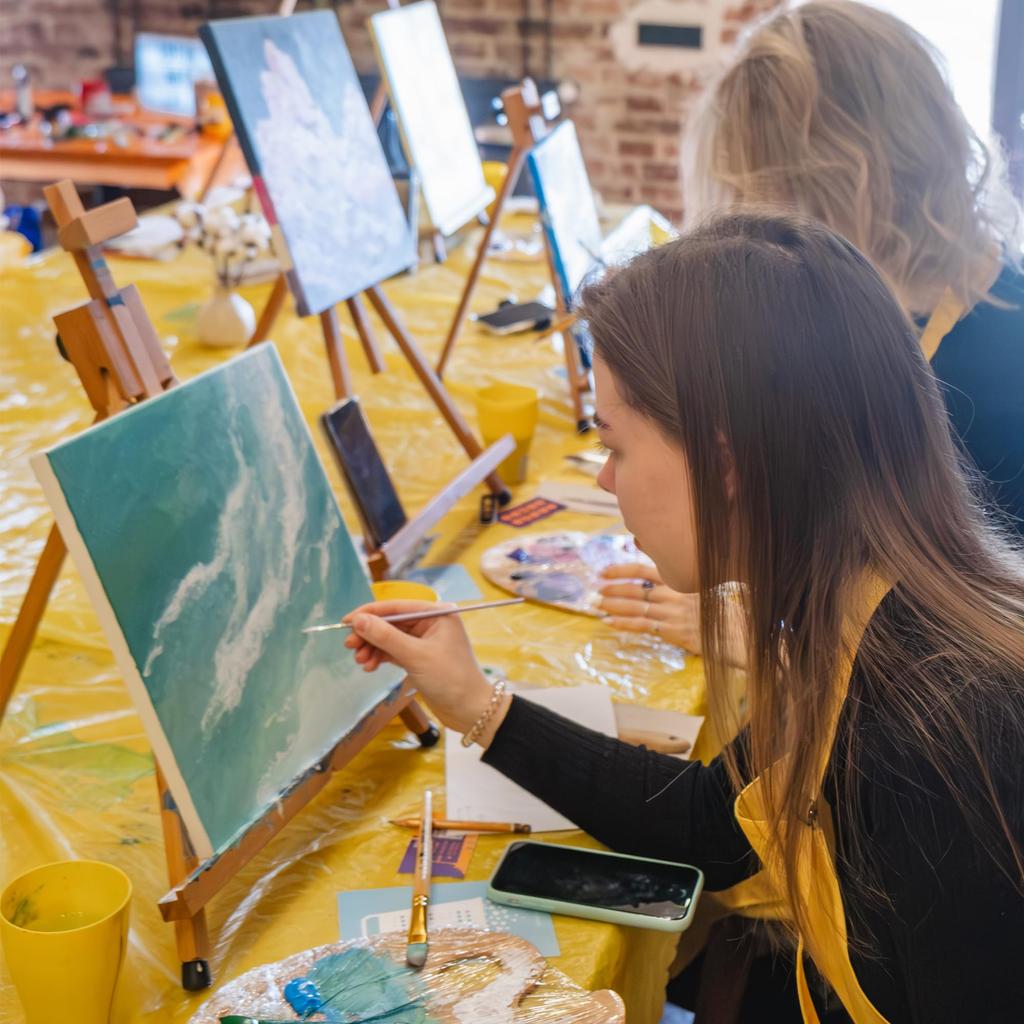 AUREUO Blend Stretched Canvas S2 X 6 Sheets Medium Suitable for and Acrylic Paintings Ideal for Modern and Pop Art Cotton-Synthetic (24.0cm 24.0cm), -