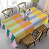 1pc Vibrant Colorful Striped Polyester Tablecloth -  Fashionable Minimalist Design, Indoor/Outdoor Use, Perfect for Picnics