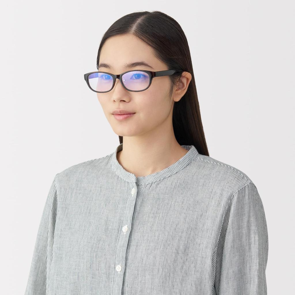 MUJI Blue Light Blocking Oval Brown Sunglasses, Unisex, Adult, DFD16A5S,