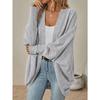 Women Open Front Ribbed Knit Cardigan Solid Blue Loose Batwing Long Sleeve Casual Outerwear Coat