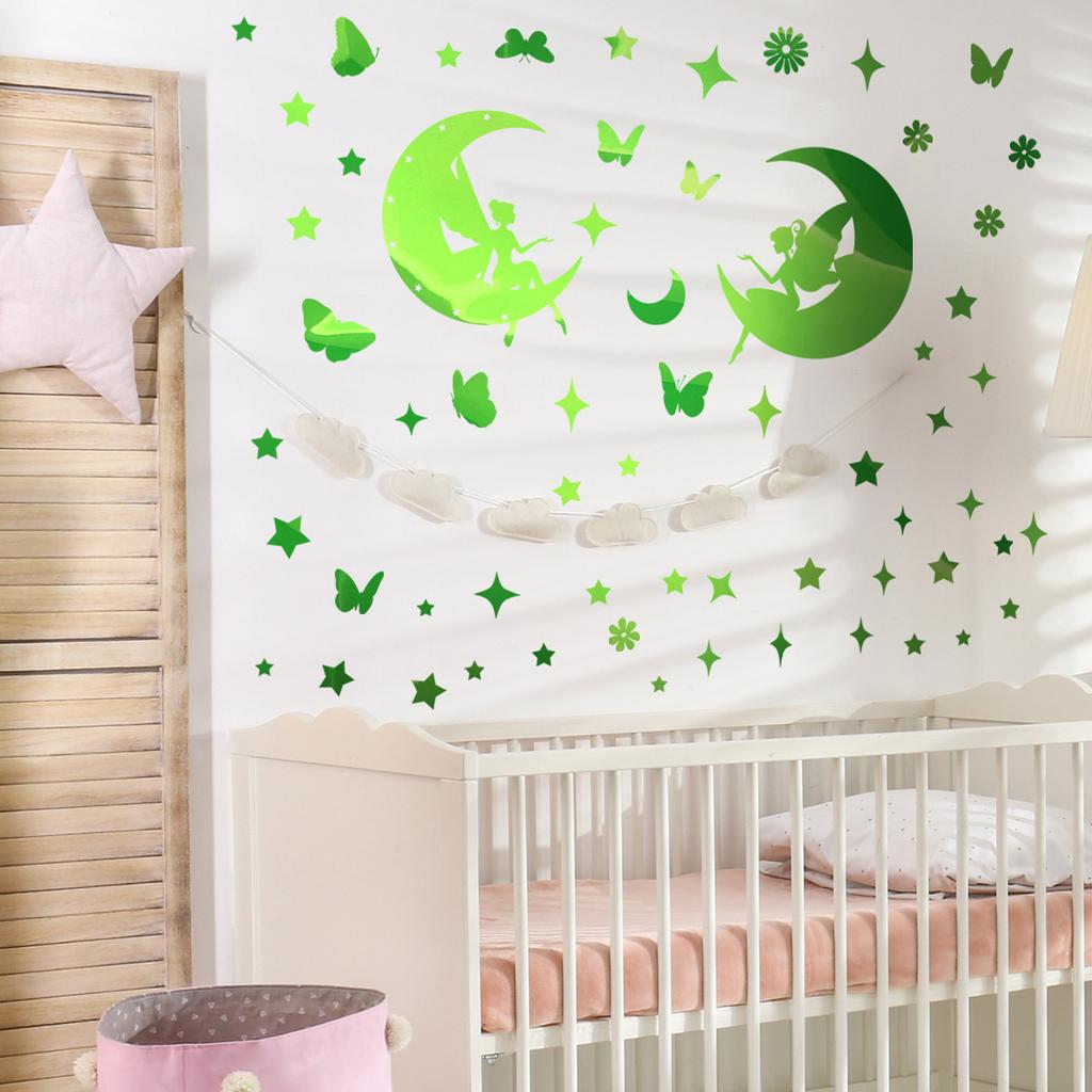 Colorful Green Light Animal Butterfly Fairy Ocean Green Colorful Luminous Sticker Gradual Change Green Luminous Green Wall Sticker