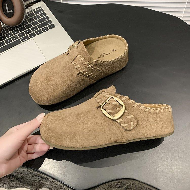 

Бокен полутапочки ленивые один педаль 2025 осень новые толстоподошвенные сумка голова тапочки женские носить обувь Бокен женская обувь 35