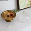Brass Cake Pan Tall Cake Stand Glass Cover Dim Sum Plate Dessert Plate Fruit Dish Snack Tray Refreshment Tray Display Stand