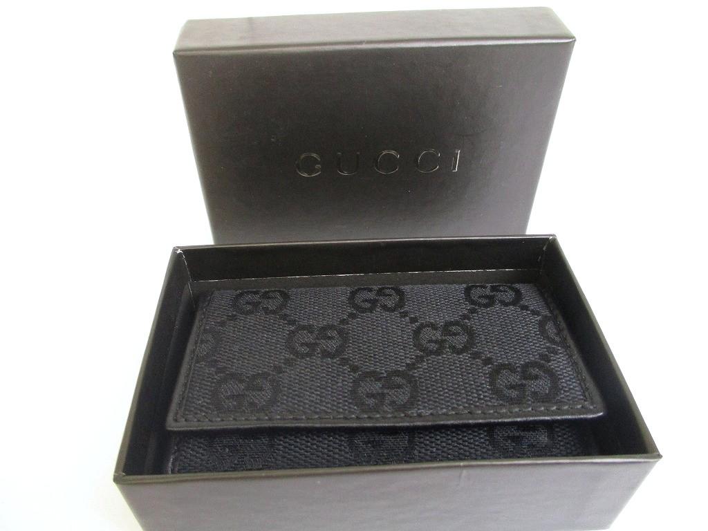Authentic GUCCI GG Black Canvas and Leather 6 Pics Key Chain #a820  Refurbished