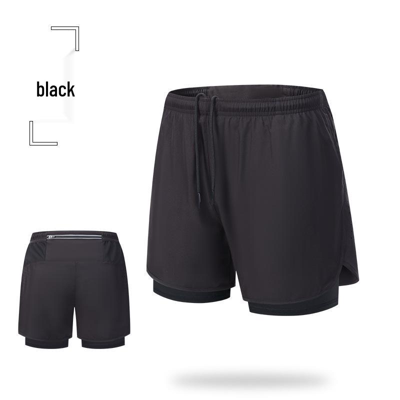 Men's Outdoor Quick-Dry Running Shorts with Waist Bag, Double Layer, Summer Track and Field Shorts