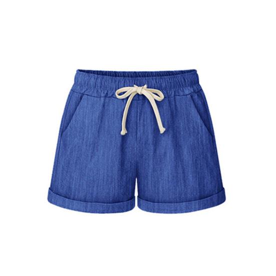 Plus Size Casual Women Summer Solid Color Drawstring Shorts Loose Hot Pants