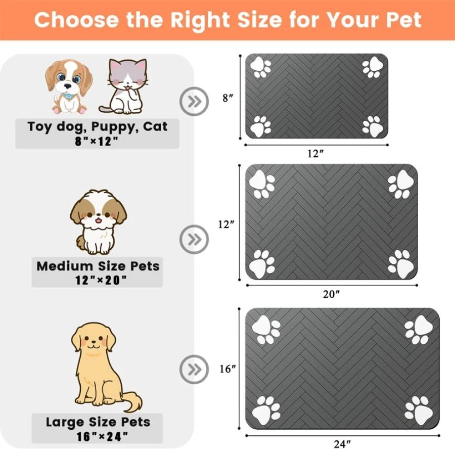 Pet Feeding Pet Placemat for Food and Water Bowl with Waterproof Rubber Backing Quick Dry Water Mat for Dog Cat