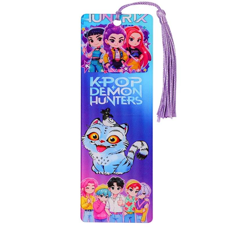 Kpop Demon Hunters Acrylic Bookmarks with Tassels - Colorful Idol & Cartoon Designs, Durable Page Markers for Kpop Fans