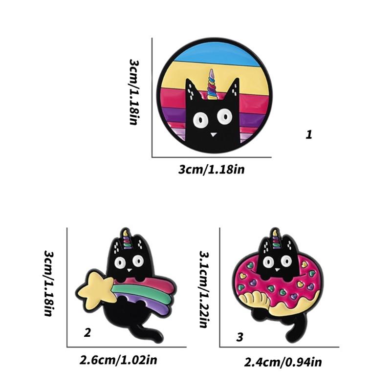 Unique Black Cats With Horn Enamel Pin Fashionable Accessory Animal Themed Gift Pin For Bags Clothes Hats