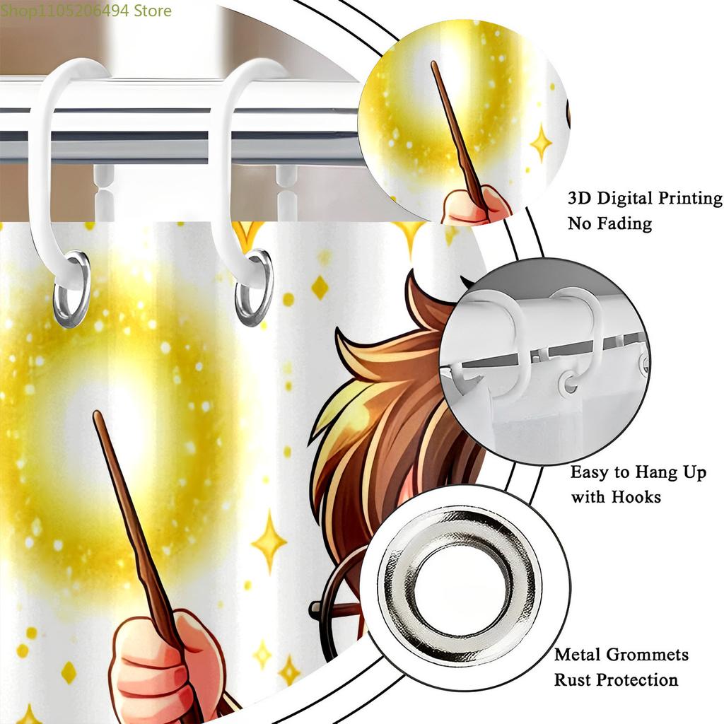 Shower Curtain Featuring a Cartoon of a Magic School Inspired by Warner Bros, Perfect As a Valentine'S Day Present for Enthusi