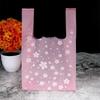 50pcs Disposable Peach Fruit Pattern Hand Bag Packaged Flower Takeaway Bags Snack Double Ear Plastic Vest Handle Shopping Pouch