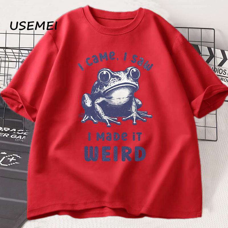 

I Made It Weird T-Shirts Funny Weirdcore Humor T Shirt Frog Tee Frogcore Weird Printed Tshirt Men s Clothing Streetwear Top M