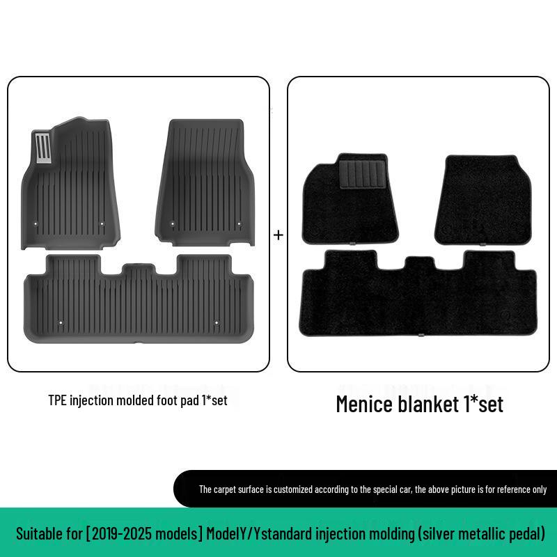 Eco-Friendly TPE Car Floor Mats for 2019-2025 Tesla Model Y, Left/Right Drive.