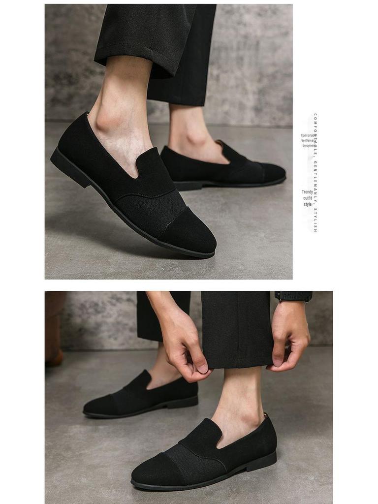 Men's Formal Leather Slip-On Loafers for Business, Mesh Nightclub, Hairstylists, and Driving.