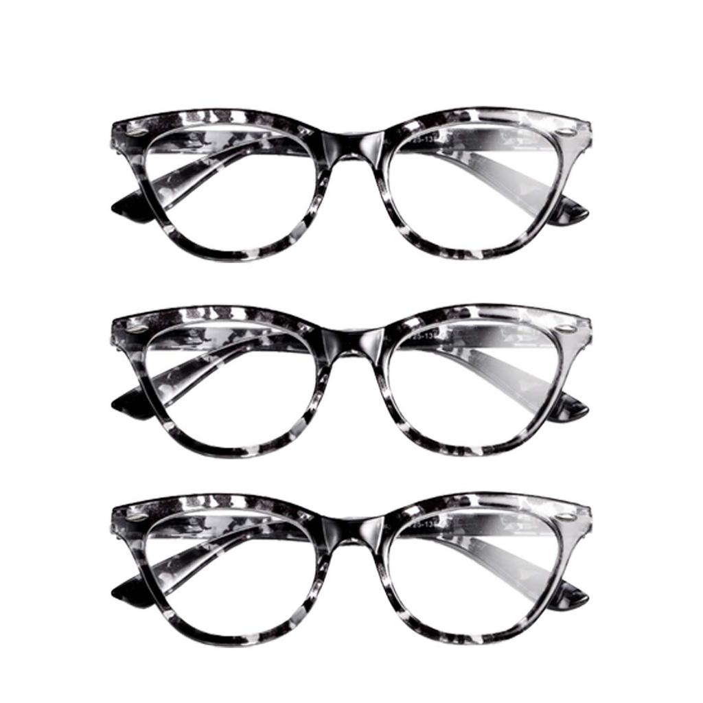 3PCS Women's Full Frame Presbyopia Glasses New Retro Cat Eye Reading Glasses Fashionable Clear Lens HD Far Sight Glasses