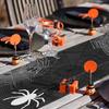 Halloween Linen Table Runner,Spiders Spiderweb Texture Dresser Scarf Kitchen Dinning Tabletop Covers Decor for Indoor Outdoor Party Holiday Wedding