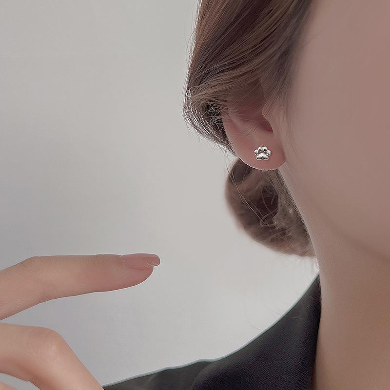 Earrings Delicate Small Earrings Free Of Removal Small Ear Bone Earrings Cute Cat Paw Paw Footprint Earrings