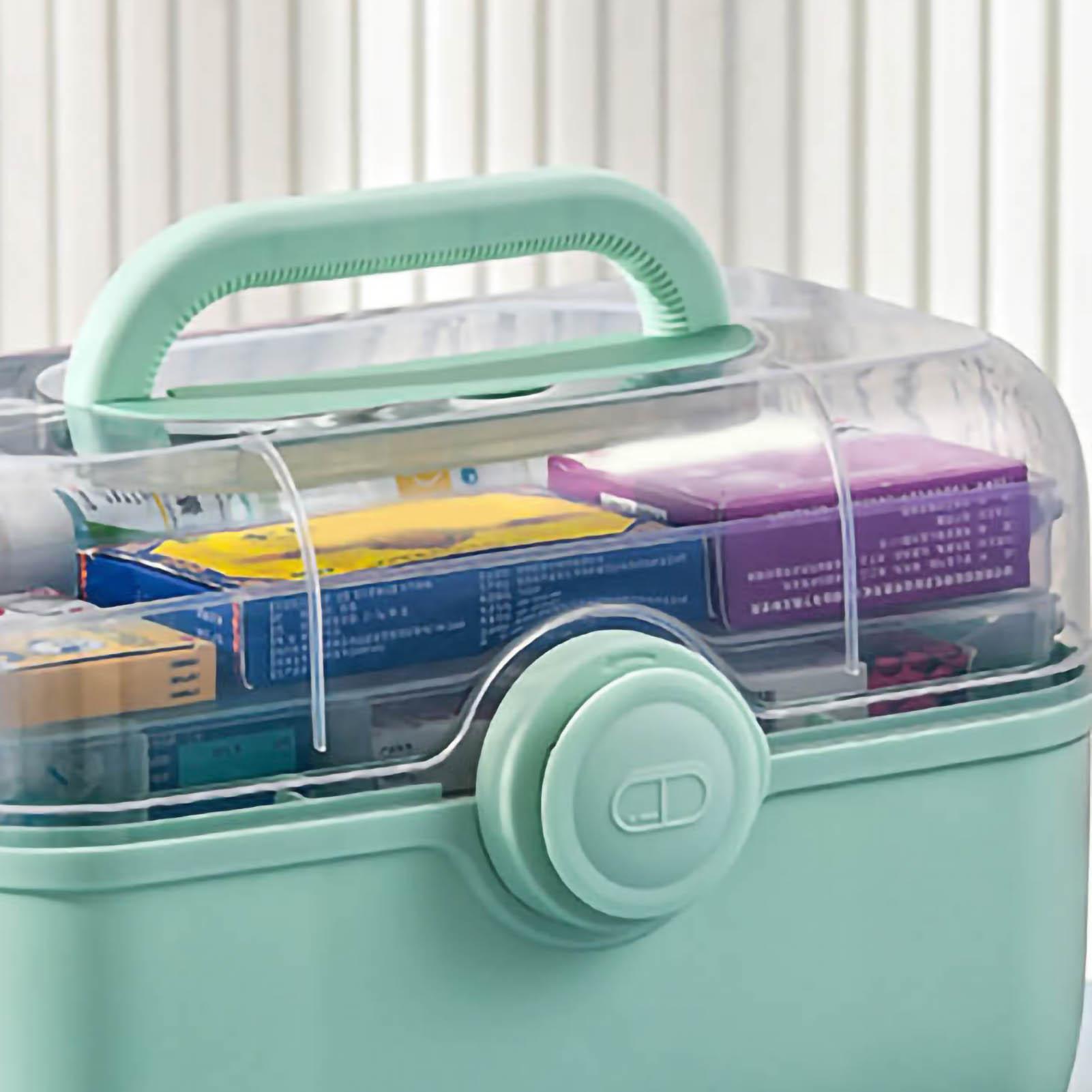 

Бытовая аптечка Пластиковая коробка для сортировки лекарств Многослойная коробка для хранения экстренных лекарств Кислота кислотные синий