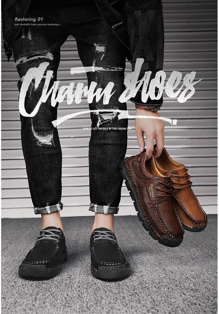 Men's Plus Size Hand-Stitched Casual Low-Top Shoes