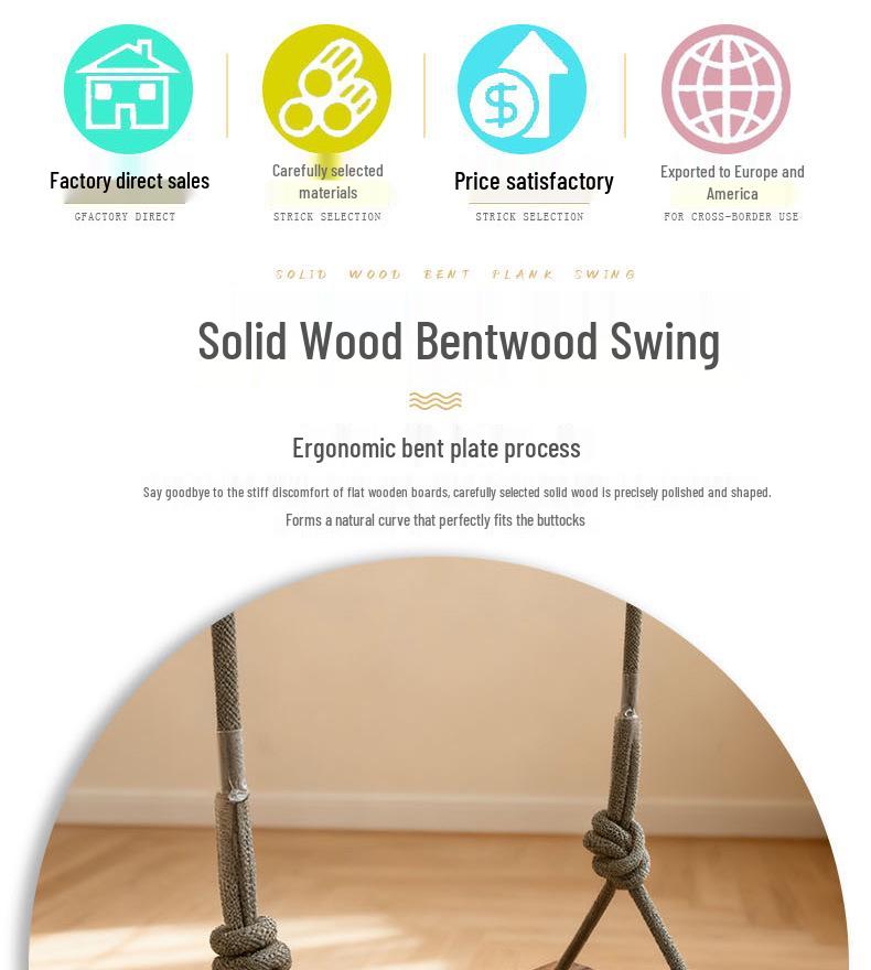 Solid Wood Anti-Corrosion Curved Swing for Children (Indoor/Outdoor)