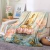 1pc Buddha Lotus Blanket, Lightweight Flannel Throw Blanket For Sofa, Bed, Travel, Camping, Living Room, Office, Couch, Chair, And Bed