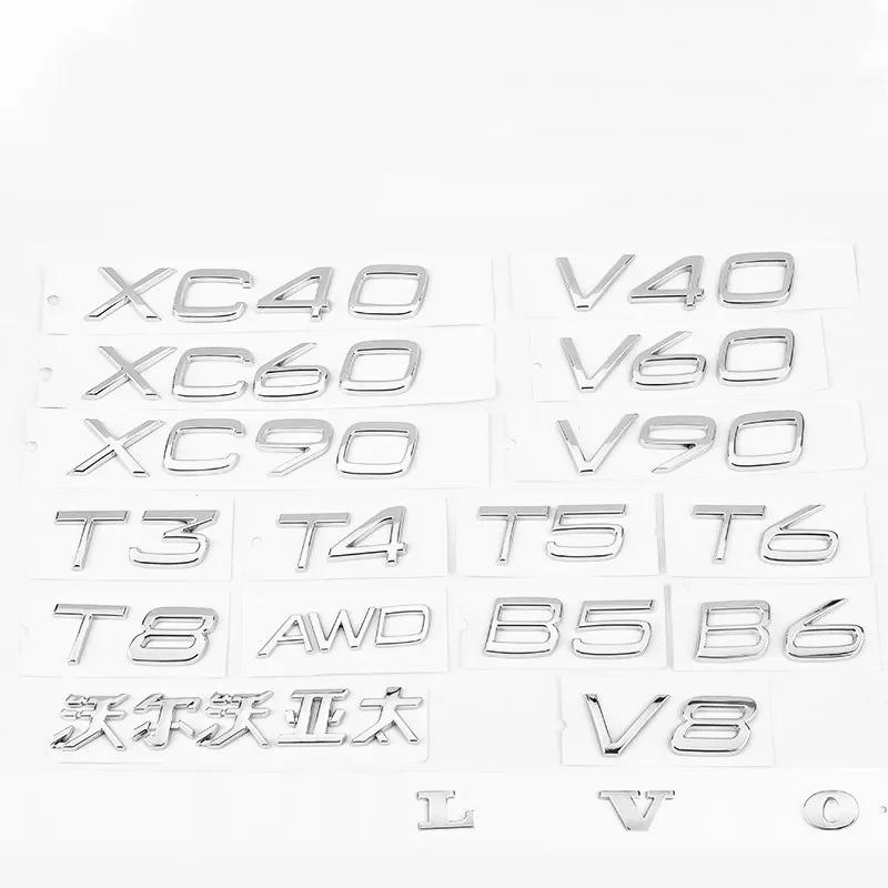 

3D ABS Наклейки-значки на заднюю дверь багажника Для Volvo C30 V40 V60 V90 S40 S60 S80 S90 S80L XC40 XC60 XC90 AWD T4 T5 T6 T8 C30