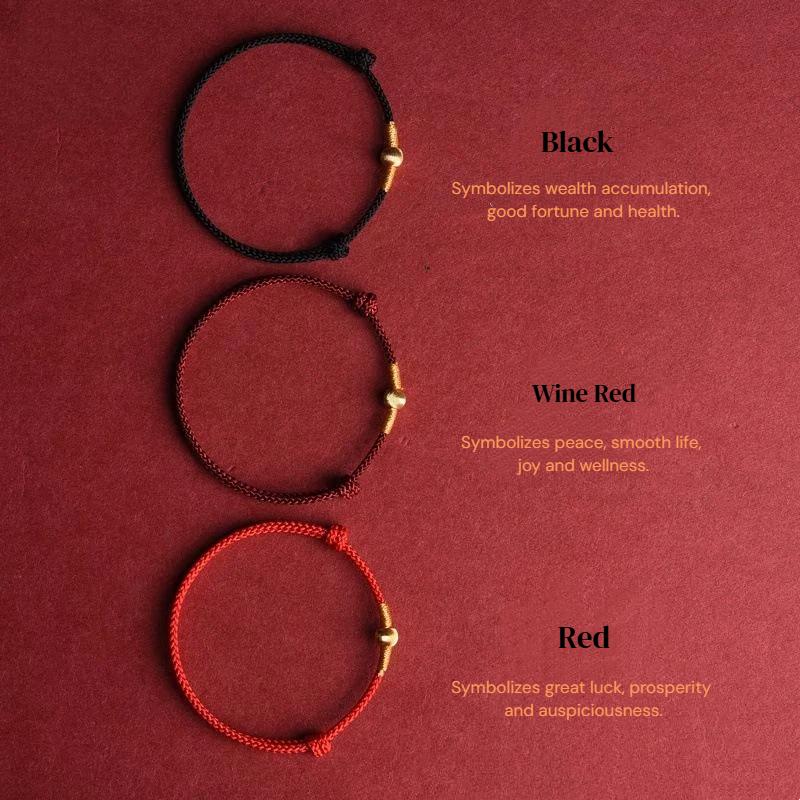 Hand Braided Red Rope Bracelet with Lucky Bead Adjustable Couple Anklet for Valentine Gift Wrist Wear