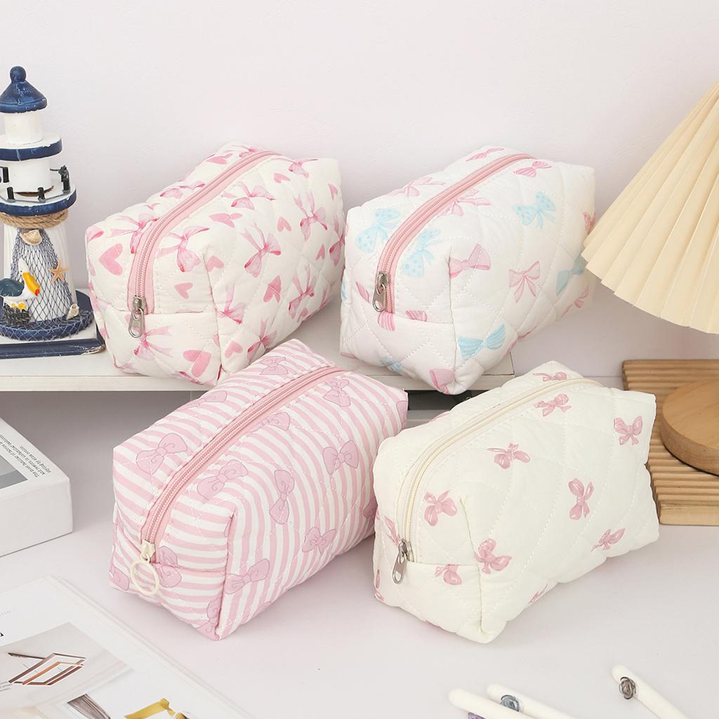 1 Pc Exquisite Bowknot Single-layer Pencil Case, Floral Pattern Design Storage Bag, a Must-have for Back To School Season