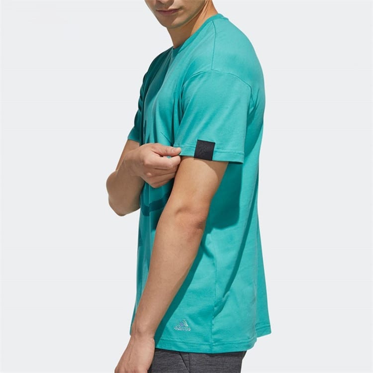 Adidas T Shirts Men's Green Crew Neck Moderate Straight Fit FM9363