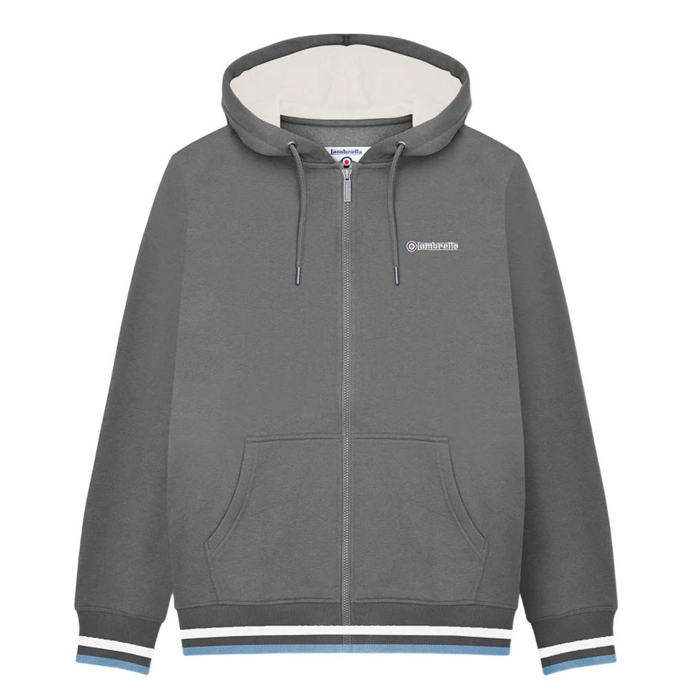 Lambretta Heren Hoodie met Volledige Rits 4XL grijsbruin
