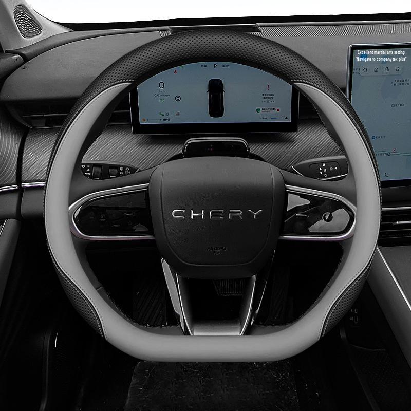 

Чохол на кермо з шкіри Наппа для Chery Tiggo 8L: Ультратонкий, Протиковзкий, Вологовідвідний, Універсальний, Для всіх сезонів 38 cm