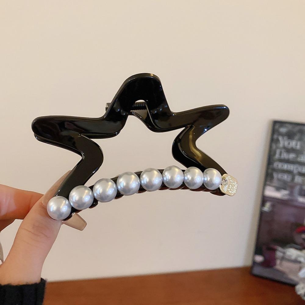 Five-Pointed Star Star Pearl Shark Clips Pentagram Star Pearl Hair Clips  Girls Gift