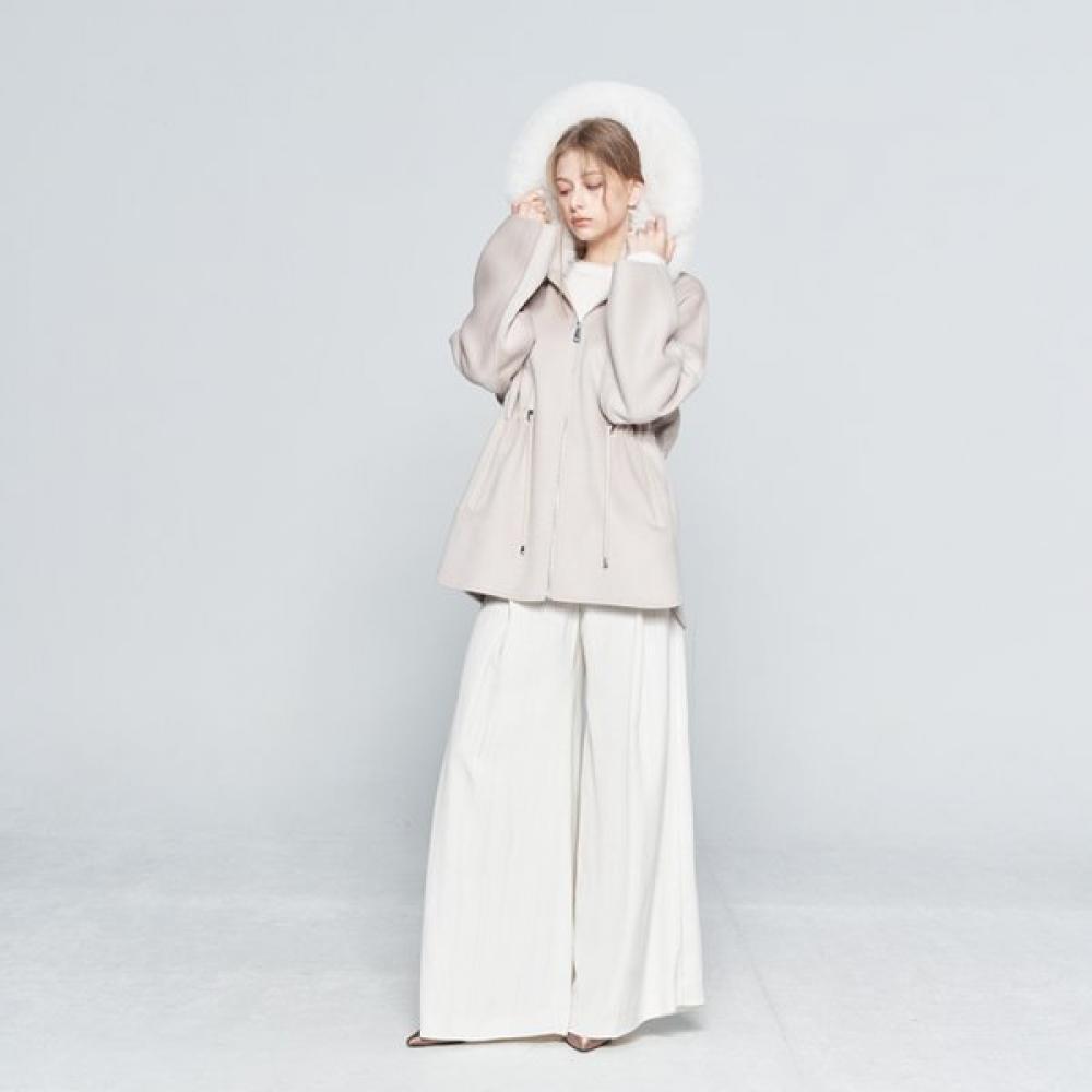 Sabatier Jachetă Pelerină din Lână cu Guler de Blană de Vulpe J22490ss