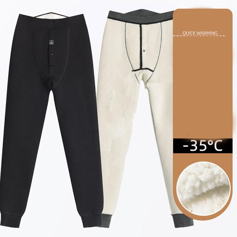 

Зимние мужские флисовые утолщенные брюки с высокой посадкой, теплые штаны, эластичные колготки-леггинсы шерпа, утолщенное термобелье, брюки M