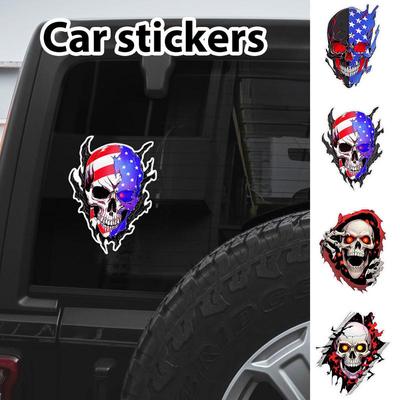 Portableb American Skull Car Stickers Scary Truck Window Skull Head Decal Skeleton Head Decals Motorcycle Helmet Decal