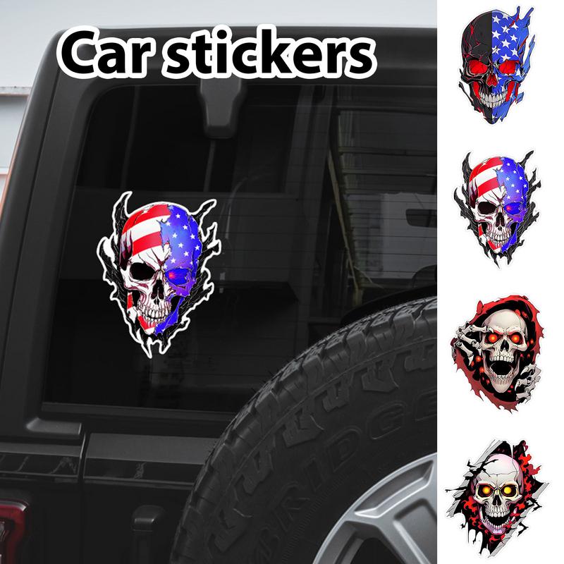 Portableb American Skull Car Stickers Scary Truck Window Skull Head Decal Skeleton Head Decals Motorcycle Helmet Decal