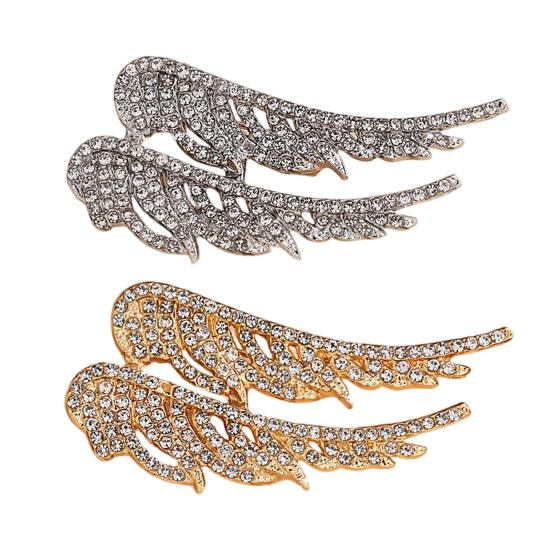 Women Alloy Brooch Pin, Wings Shape Lapel Badge with Sparkling Rhinestones, Brooch Versatile Accessory for Sweaters Collars Hats Bags Coats Scarves