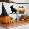 Halloween Cat Cartoon Pulling Pumpkin Cart Sitting Mouse Home Decor Stickers