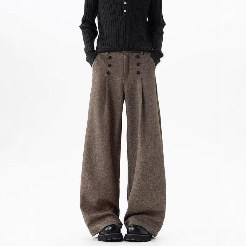 Three-dimensional pleated A-shaped silhouette suit pants women's and men's spring drape casual pants loose straight wide-leg pants