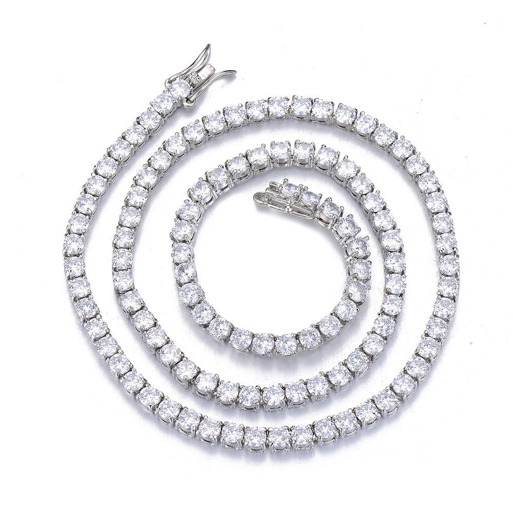 European & American Hip Hop Zircon Cuban Tennis Necklace - High-End Versatile Jewelry